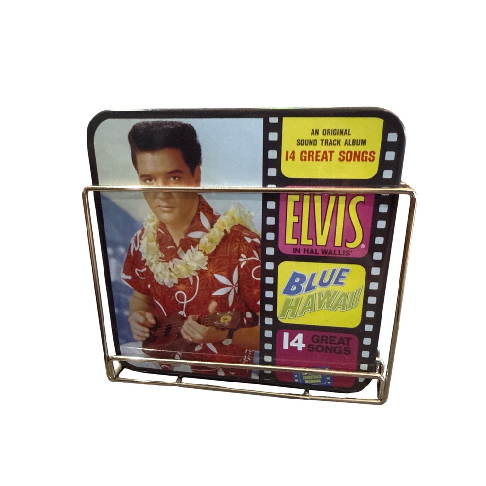 Elvis Presley Blue Hawaii Jailhouse‎ Rock Coaster Set of 4 with Metal Holder